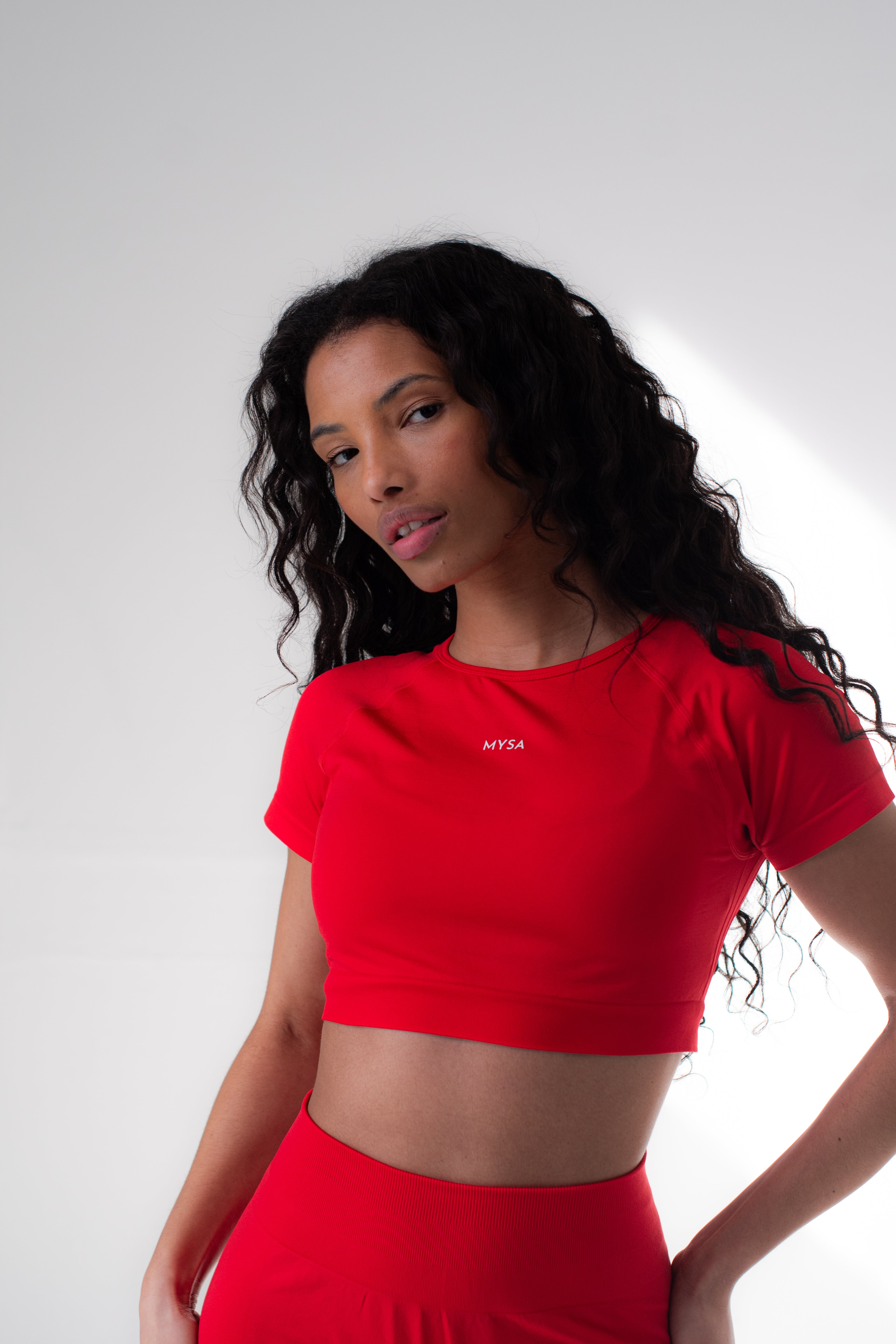 Motion SS Crop Top - Red