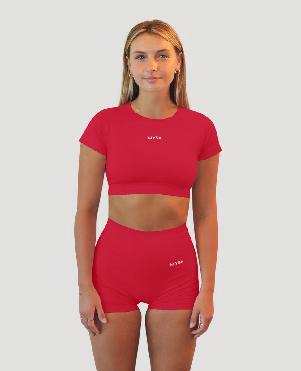 Hot Pink Motion SS Crop Top - MYSA