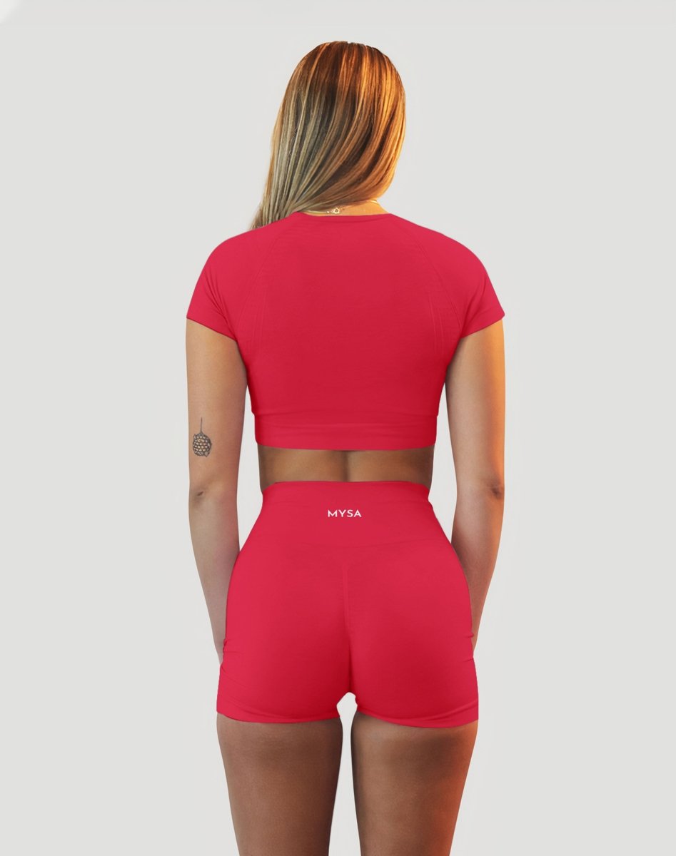 Hot Pink Motion SS Crop Top - MYSA